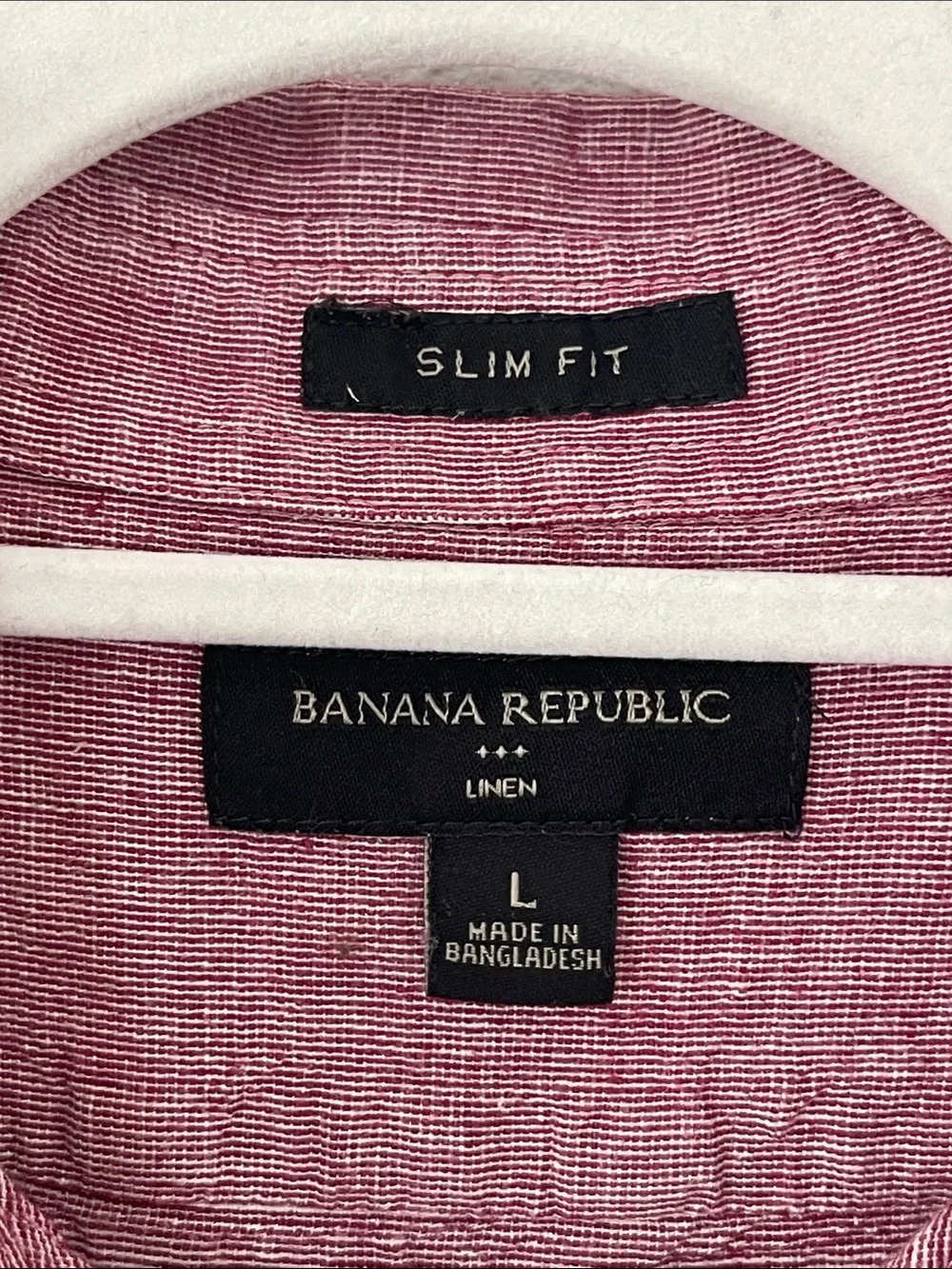 Banana Republic Linen Cotton Slim Fit Shirt Men’s L Burgundy Button Up